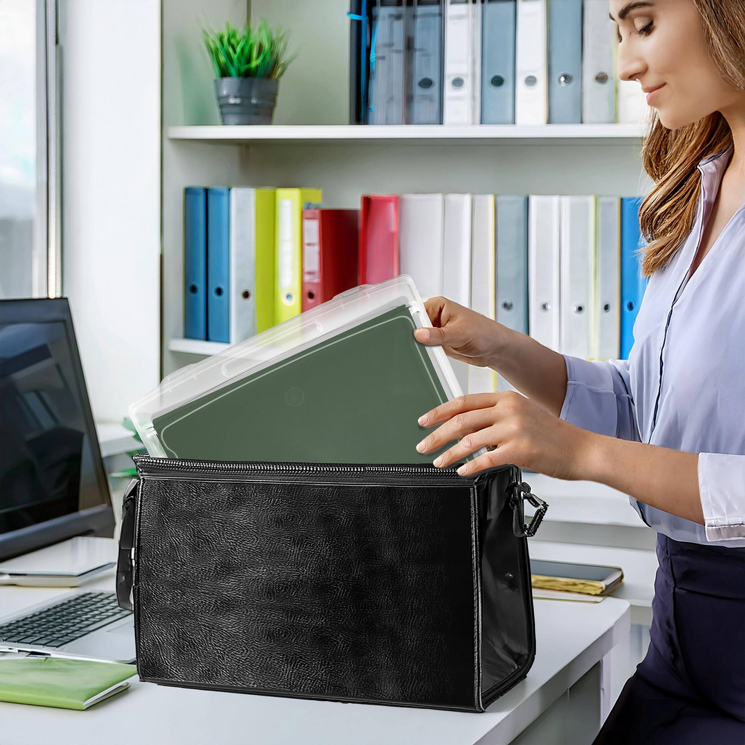 Left. Sorbus - Sorbus Set of 12 Thin Hanging File Organizer Bin, Interior 10"x12" Clear Plastic Stackable for Document Storage - Clear.