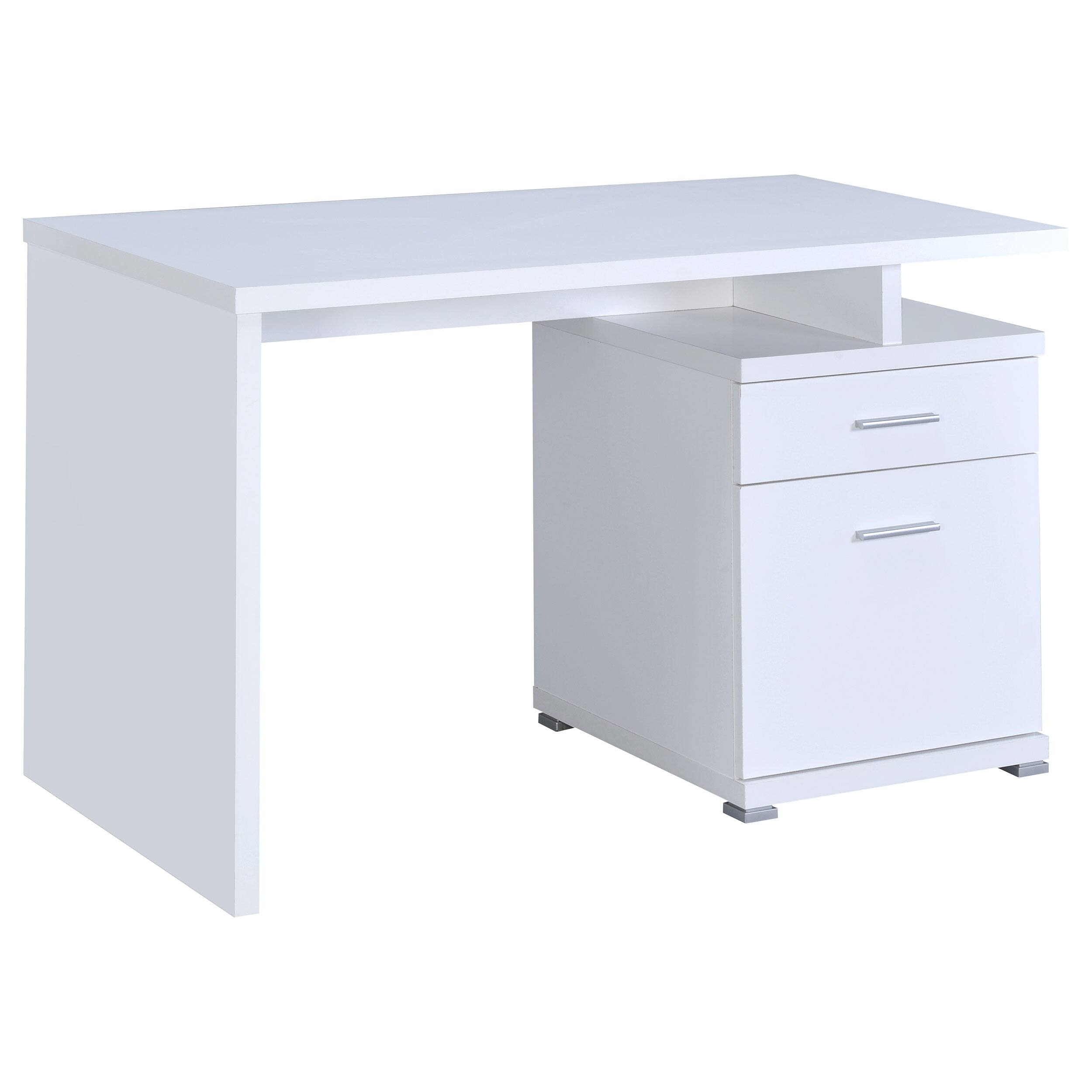 Back. APRILSOUL - 1pc Contemporary Sleek Office Desk 47-inch 2-drawer Office Computer Desk Reversible White Finish - White.