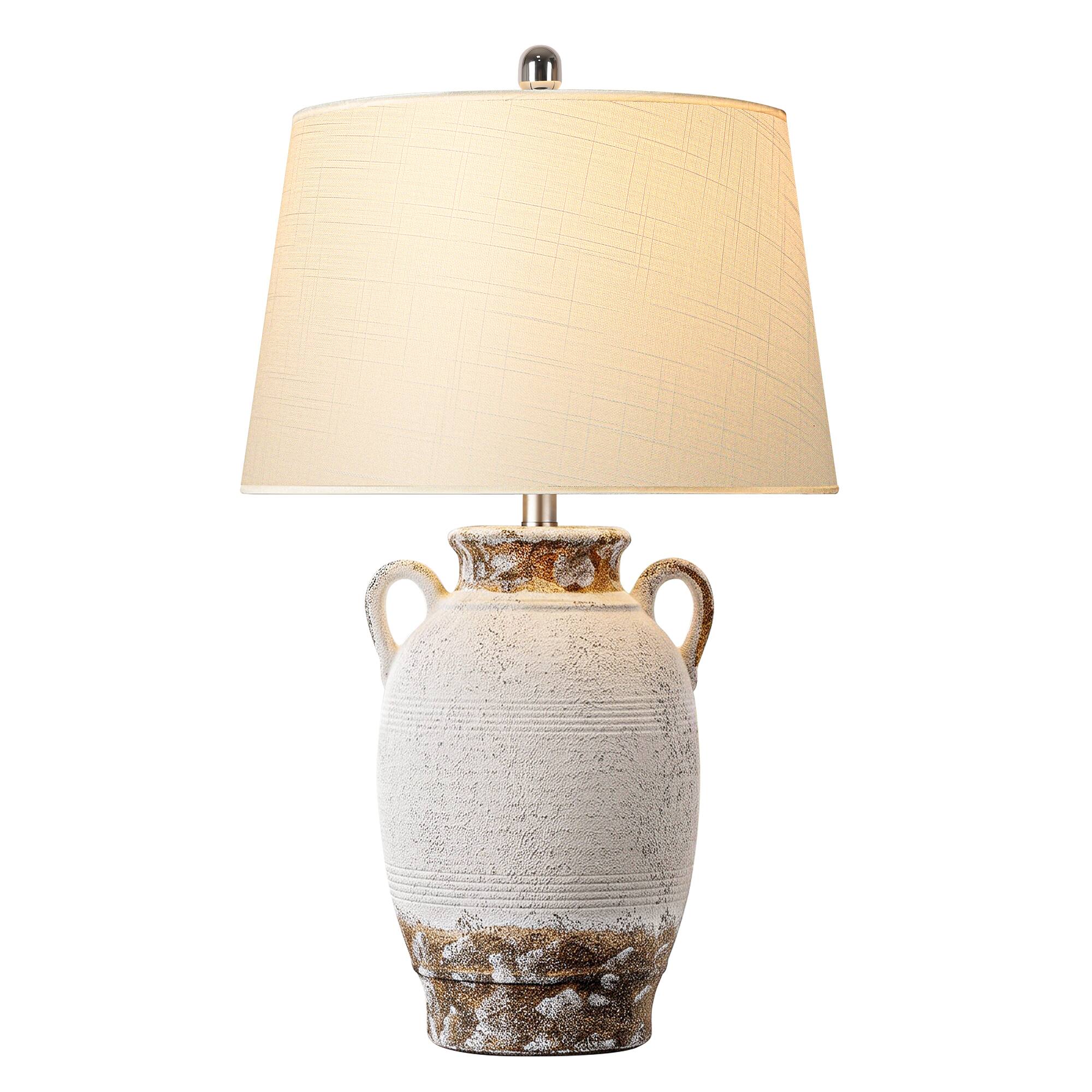 partphoner Vintage Copper Brown Ceramic Table Lamp, Single Pack White ...
