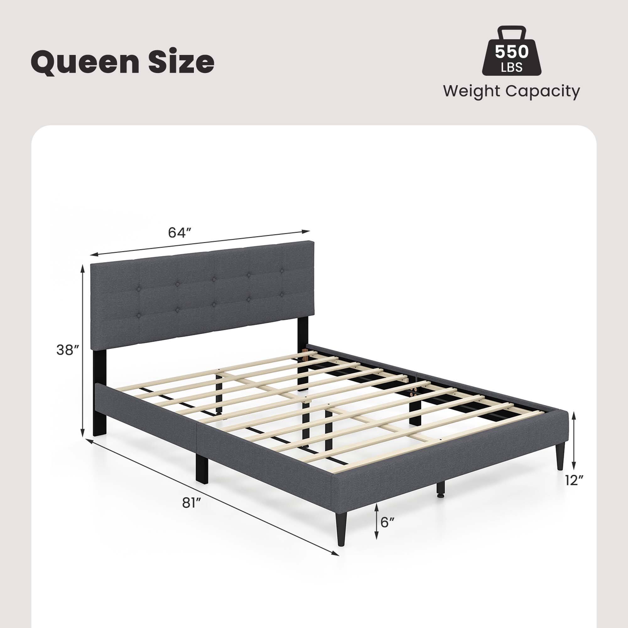 Queen Size  
Weight Capacity: 550 LBS  

64"  
38"  
81"  
12"  
6"