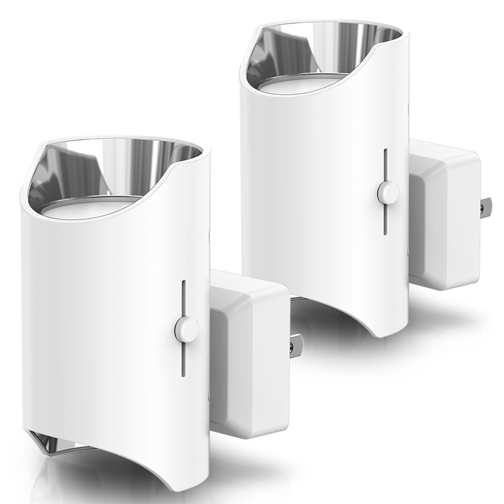 Front. Jandcase - JANDCASE 2-Pack 1W  Plug-in Night Light, 3000K Warm Glow, Round Cylinder with Cutout Up/Down Light, - White.