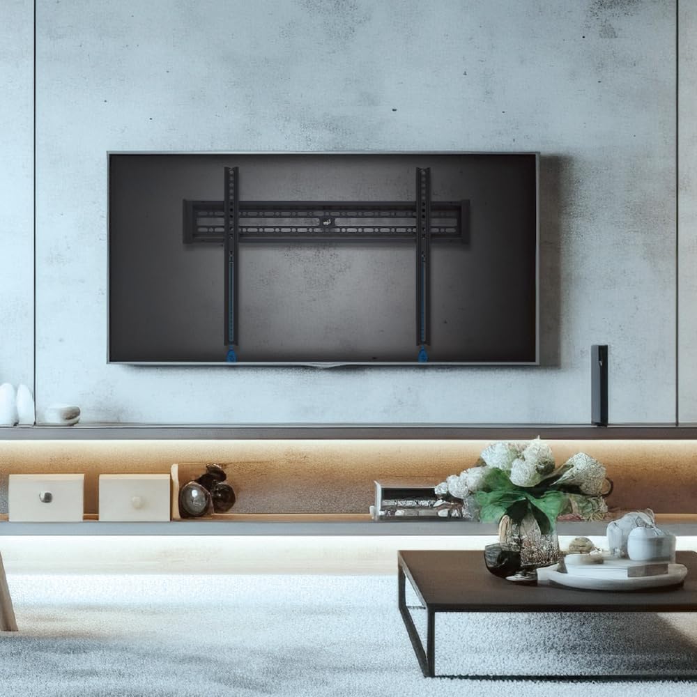 Left. ELG - ELG E600 Fixed TV Wall Steel Mount with Max VESA 600X400mm Automatic Locking for 32 to 86 inch TVs - Black.