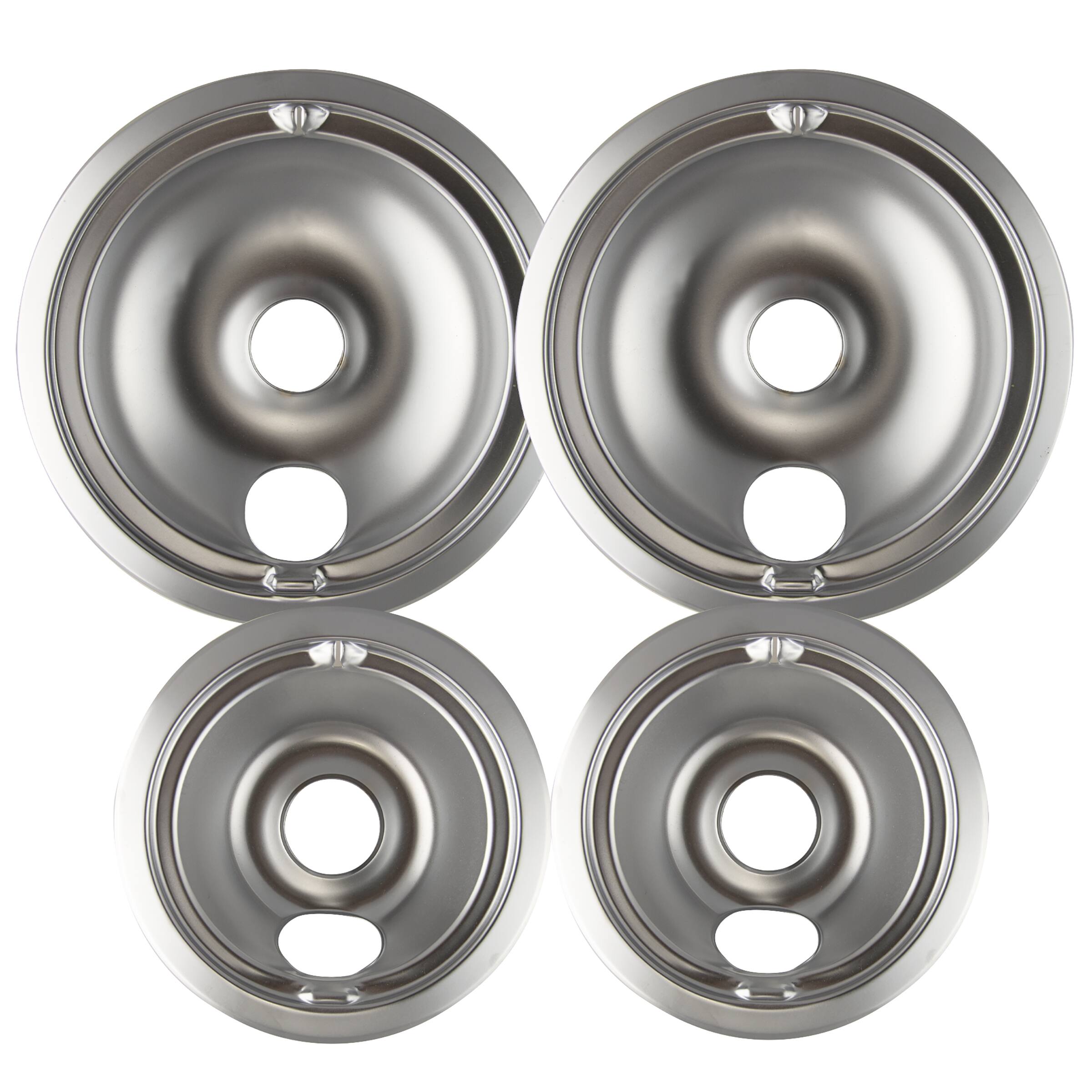 Alt View 1. Range Kleen - Range Kleen 119204XN Style B 4pk Heavy Duty Chrome Drip Bowls, 2 Large and 2 Small.