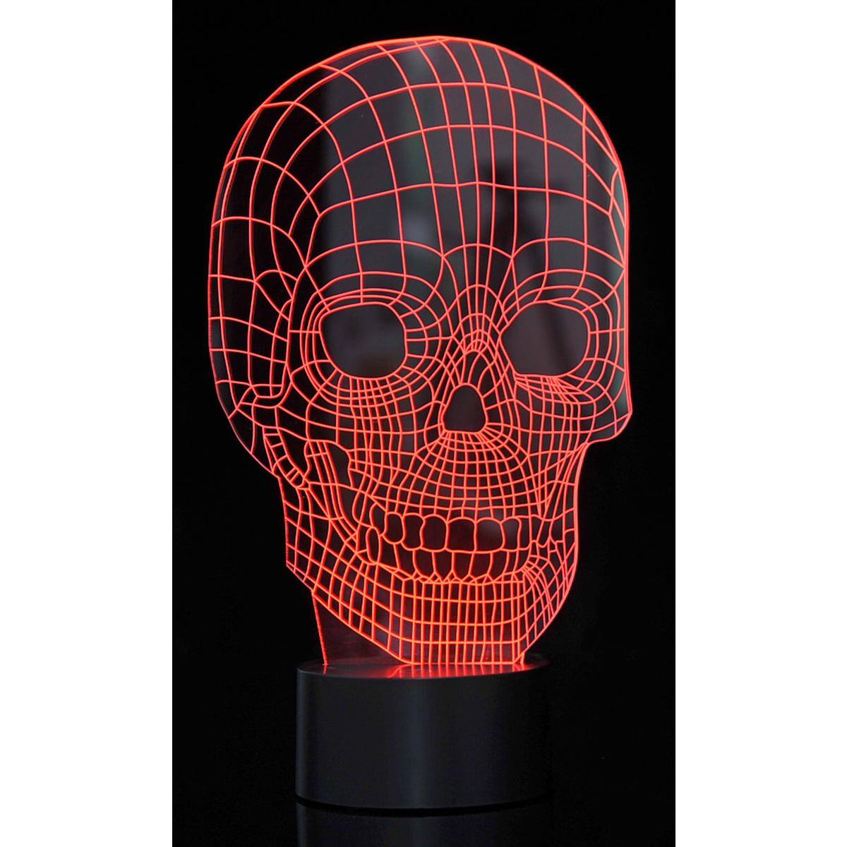 Front. JuzToys - 3D Night Light for Kids, 3D Skull Laser Cut Precision LED Lights, LED Lamp for Bedrooms and Offices - Black.