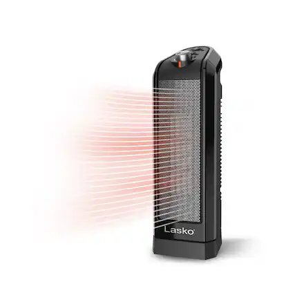 Front. Lasko - 16 in. 1500-Watt Portable Ceramic Space Heater for Tabletop or Floor, CT16450 - Black.