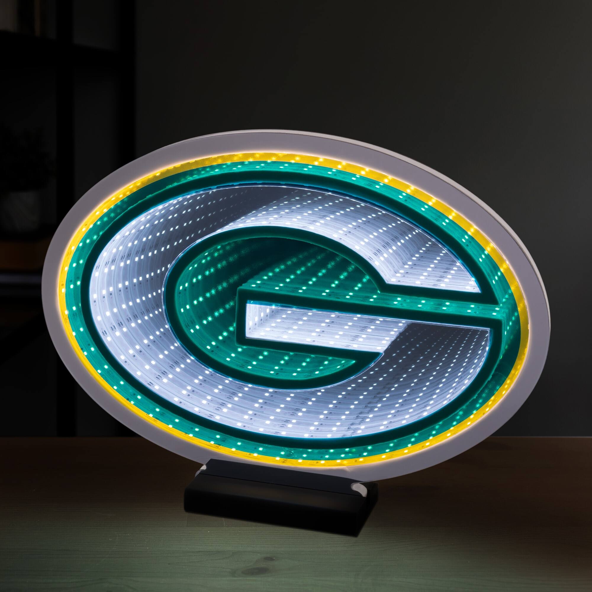 Alt View 2. Sporticulture - Green Bay Packers LED Infinity Logo Light - Multicolor.