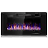 Front. Costway - Costway 36" Electric Fireplace Recessed Ultra Thin Wall-Mounted Heater w/Multicolor Flame - Black.
