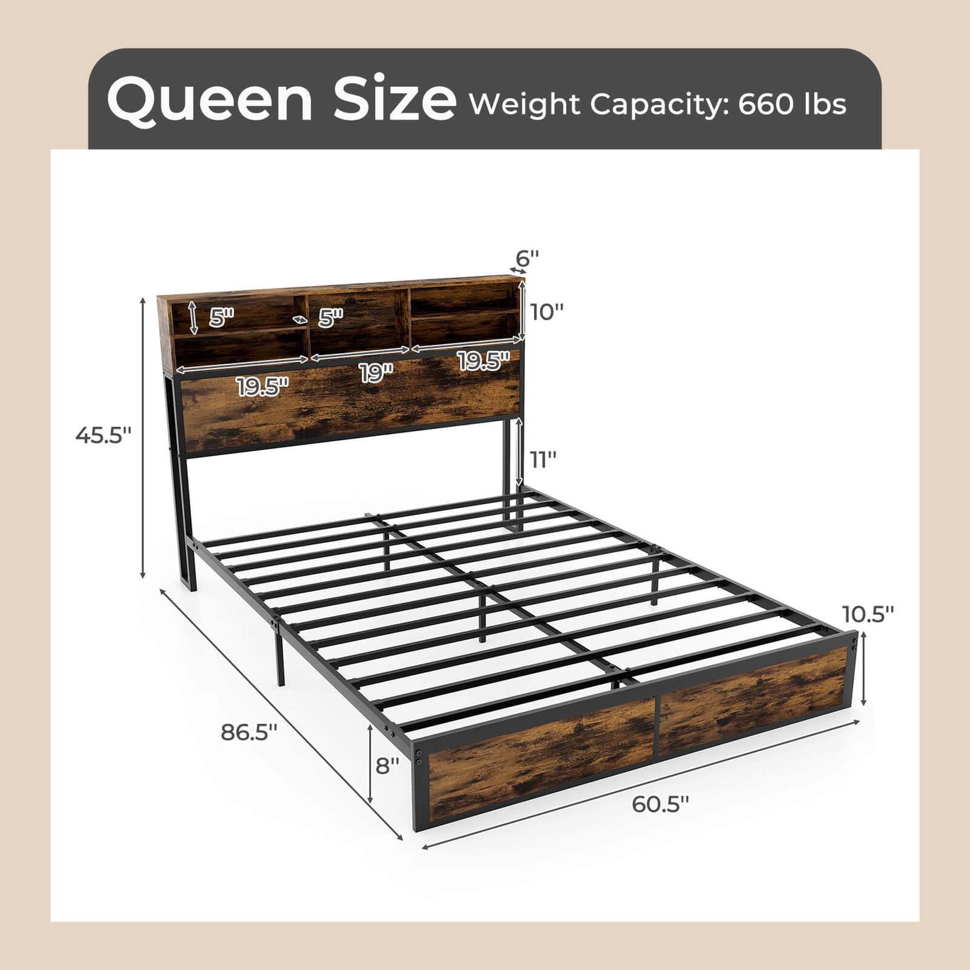 Queen Size Weight Capacity: 660 lbs. 6" 15" I 5" C2 19.5" 5" 19" 10" 19.5" 45.5" 11" 10.5" 86.5" 8" 60.5"
