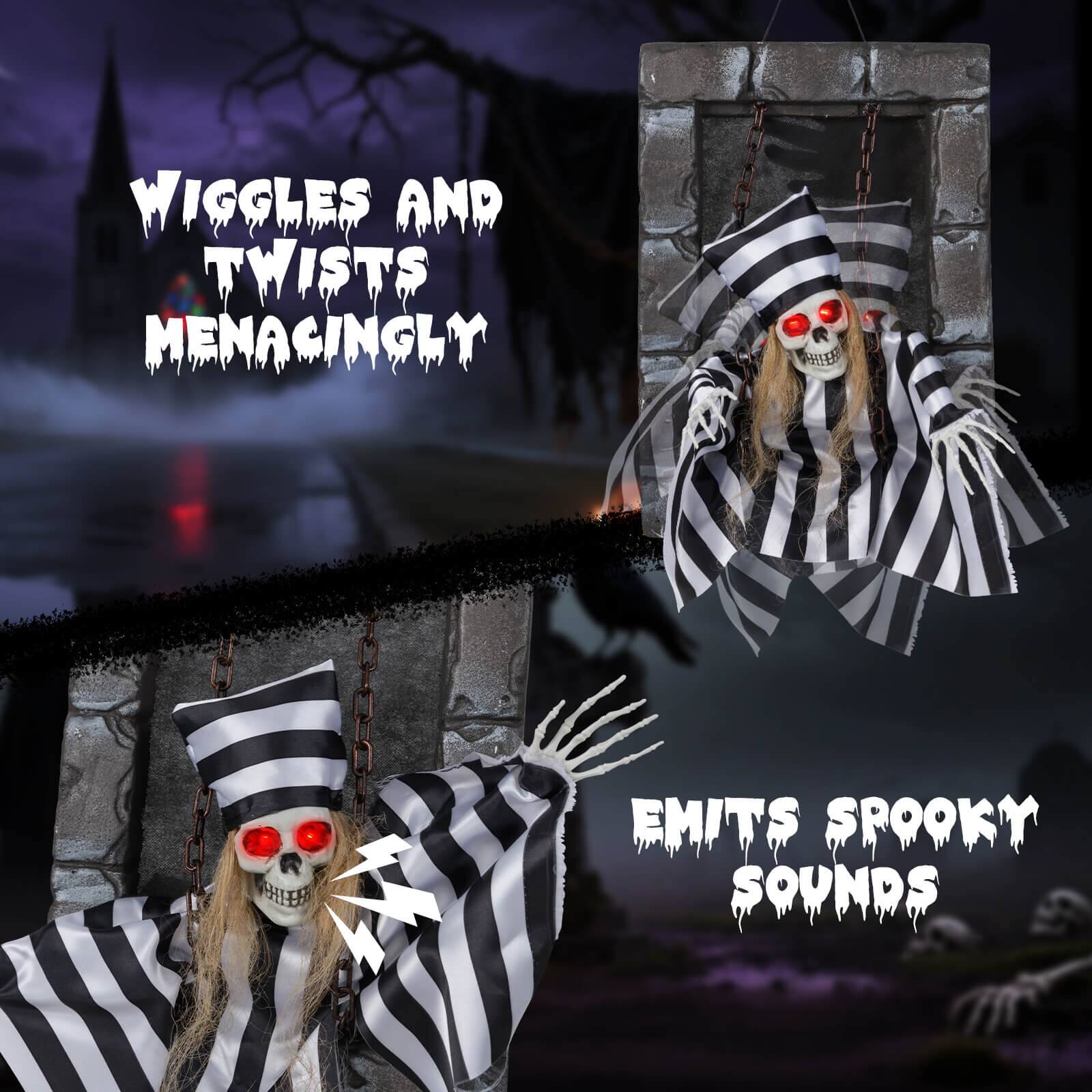 Wiggles and twists menacingly

Emits spooky sounds