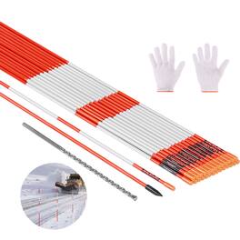 VEVOR - Driveway Markers, 20Pcs 48 in Long 1/4 in Dia, Hi-Visibility Driveway Reflectors with 12 in Steel Drill Bits - Orange