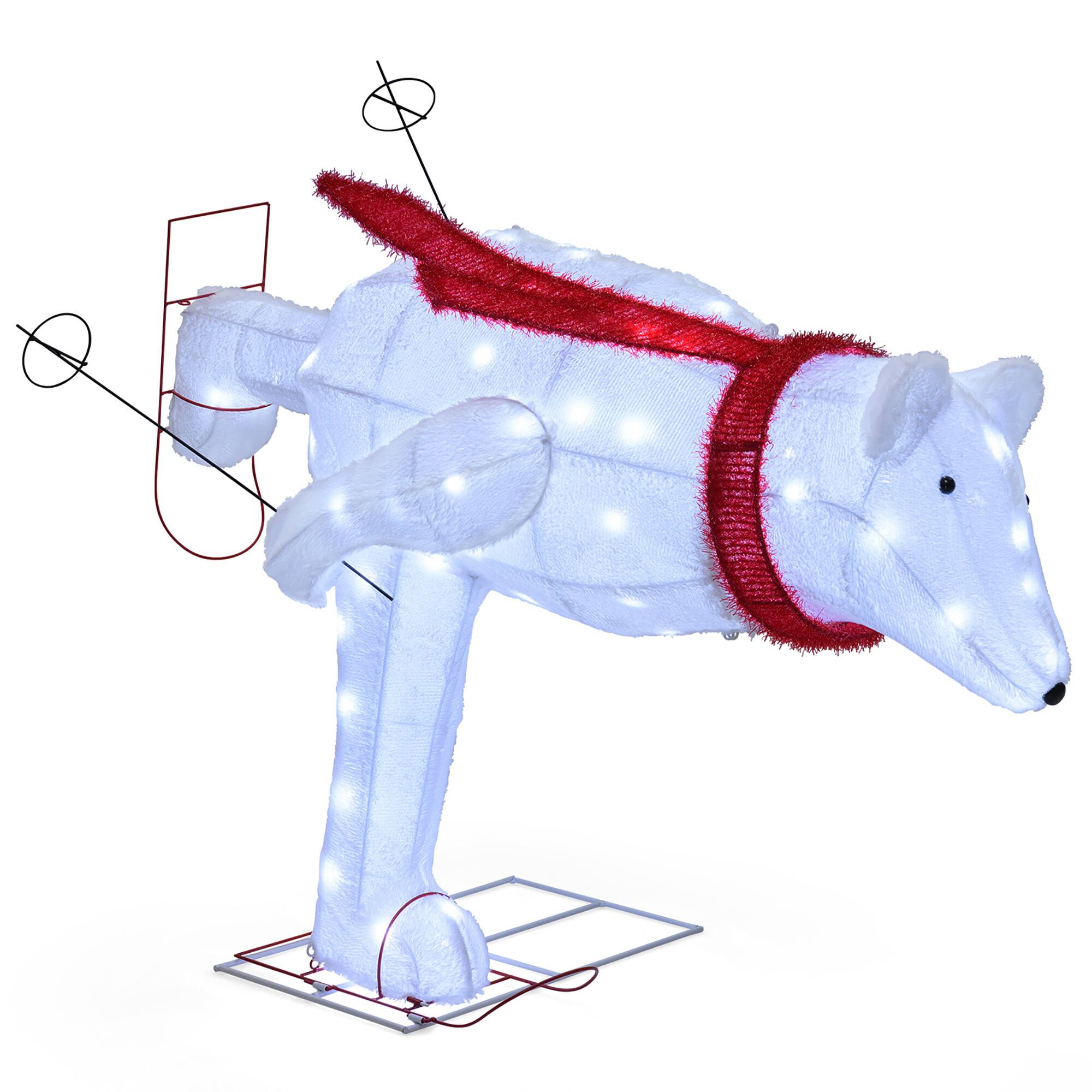 Alt View 8. Gymax - Gymax 4.5 FT Lighted Skiing Polar Bear Light up Christmas Decoration w/ Red Scarf - White, Red.