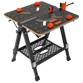 VEVOR - Convertible Workstation, Dual-Function as Sawhorse/Workbench, Supports up to 1000 lbs, 7 Height Options - Black