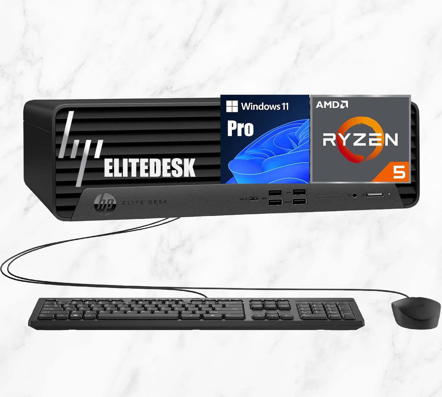 HP - Elite 805 G9 SFF Desktop, AMD Ryzen 5 8500G, 64GB DDR5, 2TB PCIe SSD, Radeon 740M, Dual 4K, AI NPU, Wired KB/Mouse - Black