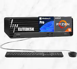 HP - Elite 805 G9 SFF Business Desktop | AMD Ryzen 5, 6-Core CPU (Up to 5.0GHz) | 64GB DDR5 RAM, 2TB SSD - Black