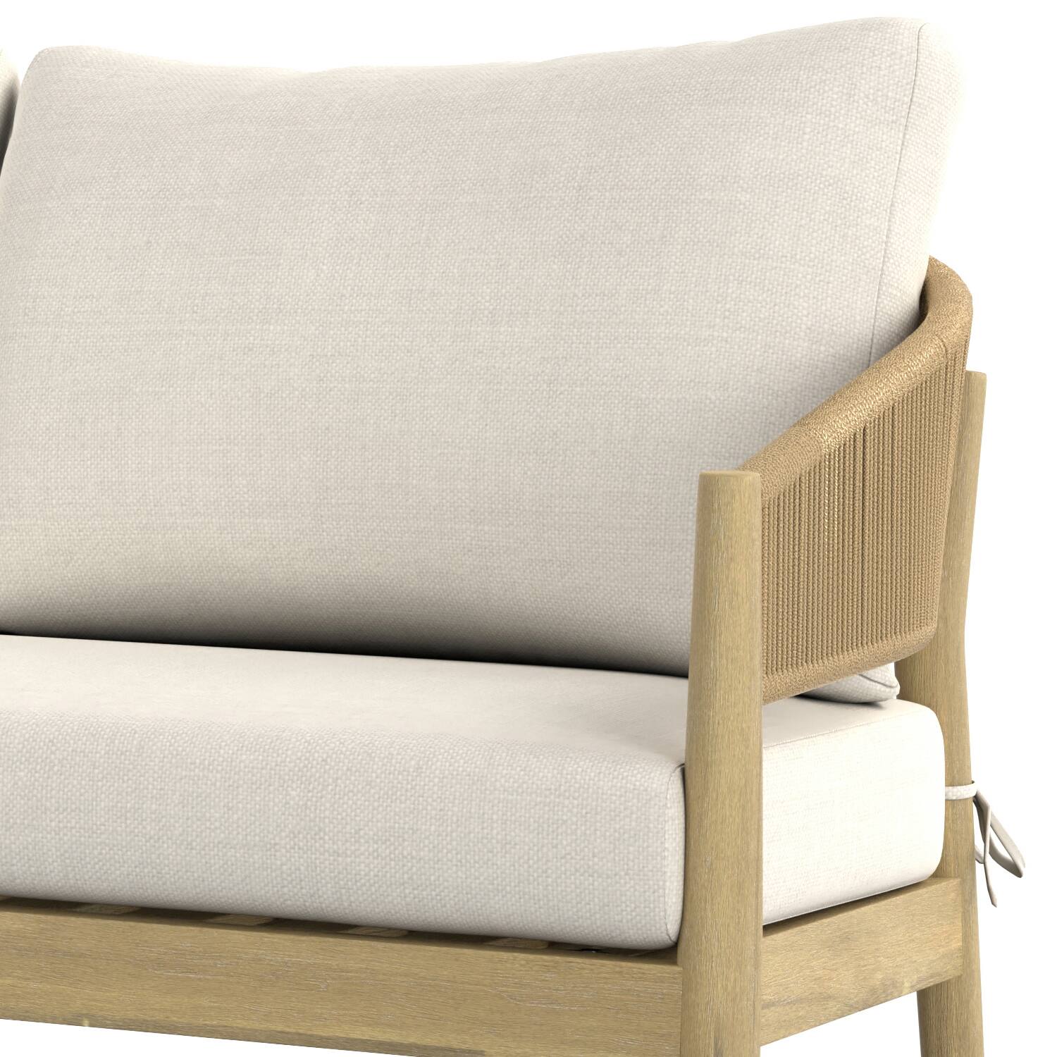 Alt View 7. Simpli Home - Bayshore 59 inch Wide Contemporary Outdoor Sofa in Polyester Fabric, Fully Assembled - Natural.