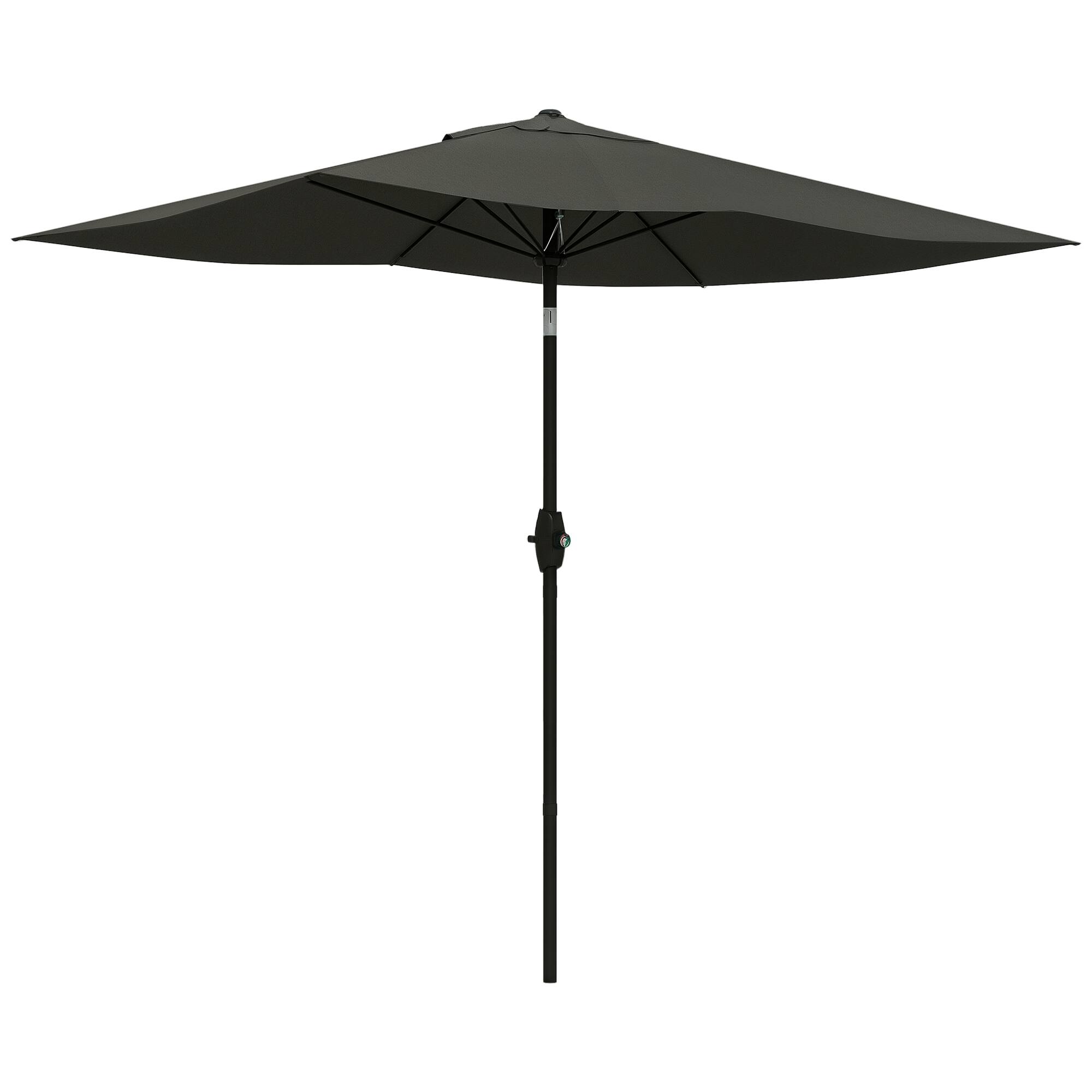 Outsunny - 6.5' x 10' Rectangular Market Umbrella, Patio Outdoor Table Umbrella with Crank and Push Button Tilt - Dark Gray