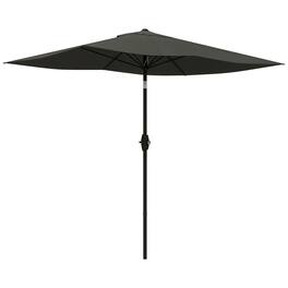 Outsunny - 6.5' x 10' Rectangular Market Umbrella, Patio Outdoor Table Umbrella with Crank and Push Button Tilt - Dark Gray