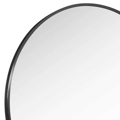 Cedar Assembly - Round Bathroom Mirror Circle Wall with Simple Metal Frame Modern Hanging for Hallway Living Room Clear - Black-20"L x 20"W