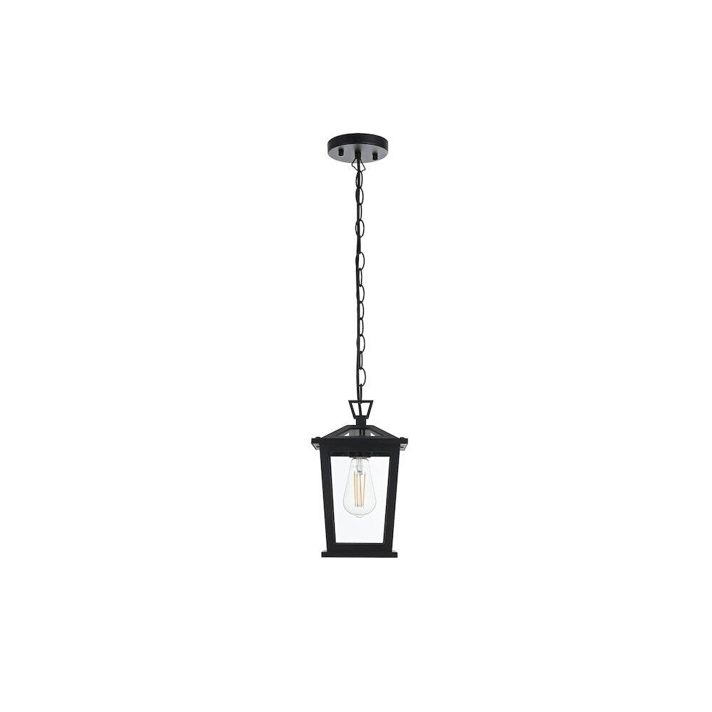 Back. Elegant Lighting - Cayman 7 inch Outdoor Pendant in Black - Black.
