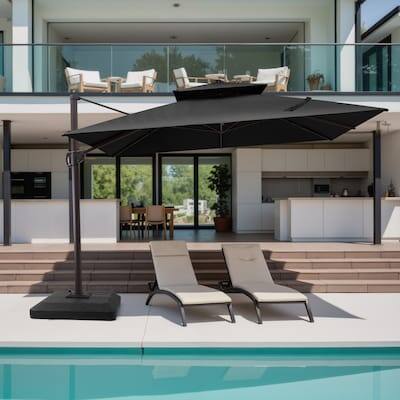 Alt View 7. Crestlive Products - Crestlive Products 11ft Square Aluminum Double Top Slide-tilt Cantilever Patio Umbrella with 350lbs Base - Black.