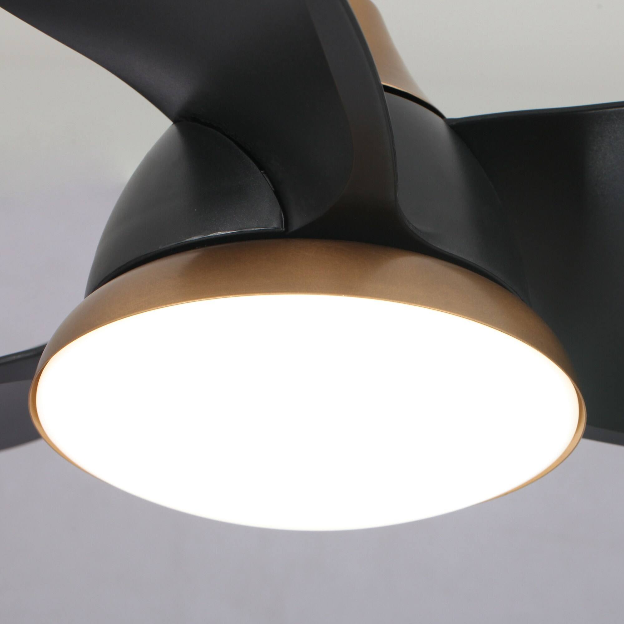 Alt View 2. Parrot Uncle - 28" Aged Brass LED Ceiling Fan with Lighting and Remote Control - Black.