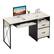 Left. Bestier - Computer Desk with Keyboard Tray and Storage Drawers - 55" Wide - White.