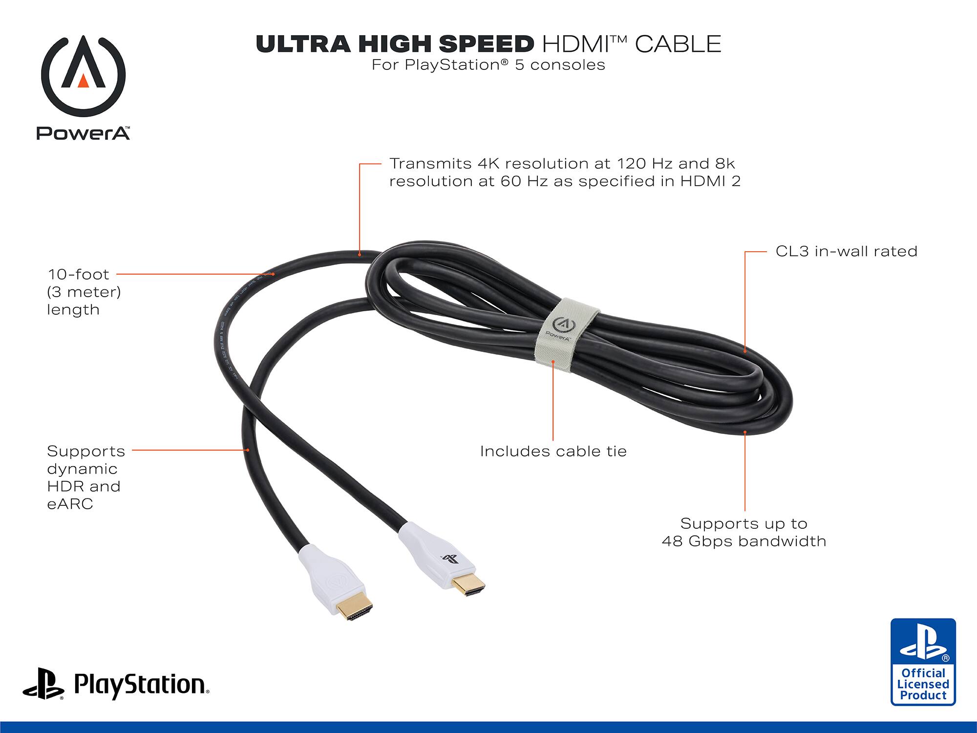 Alt View 11. PowerA - Ultra High Speed HDMI 2.1 Cable for PS5 - White.
