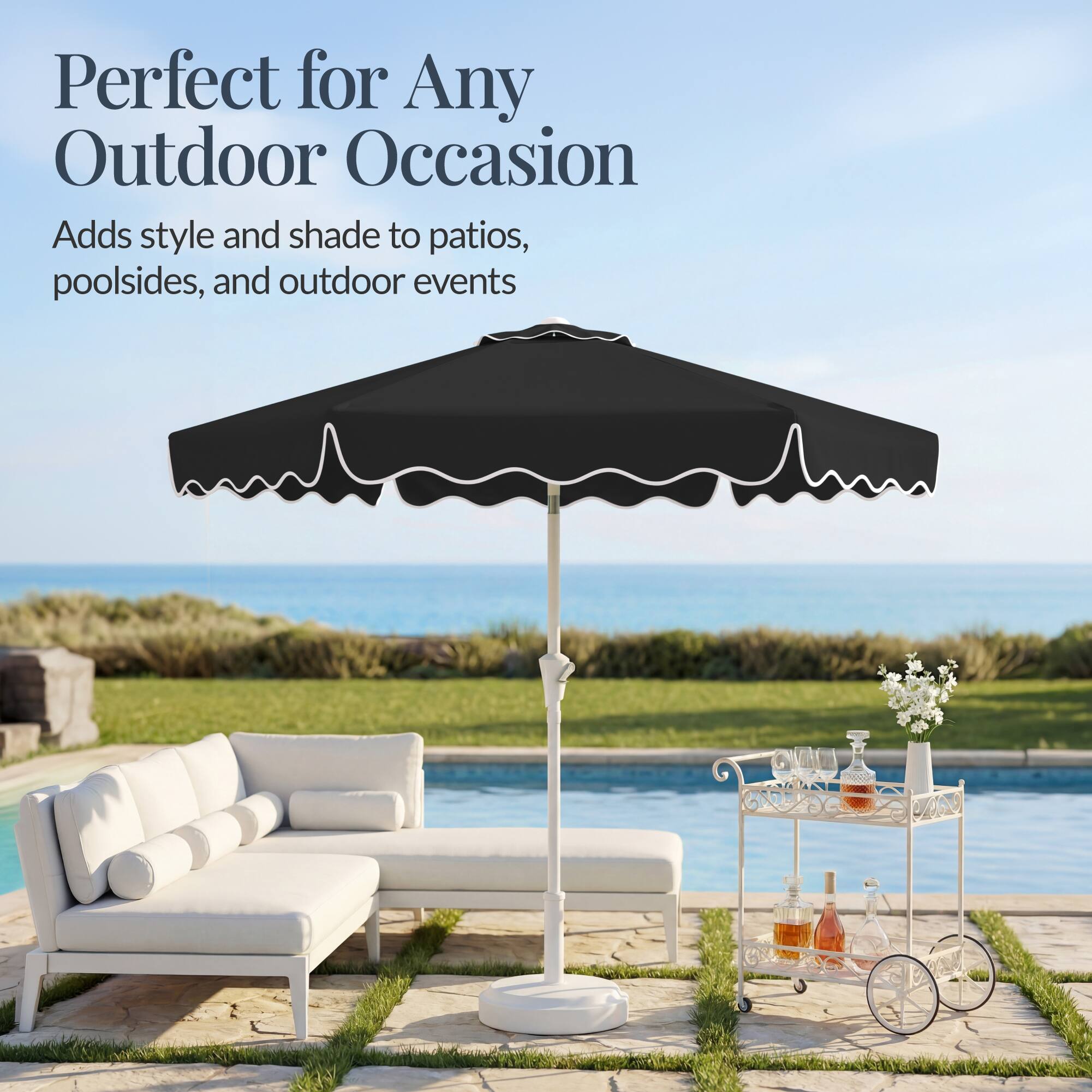 Perfect for Any Outdoor Occasion  
Adds style and shade to patios, poolside, and outdoor events