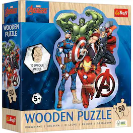 Trefl - Wood Craft 50 Piece Wooden Puzzle - Marvel Avenger's Adventures