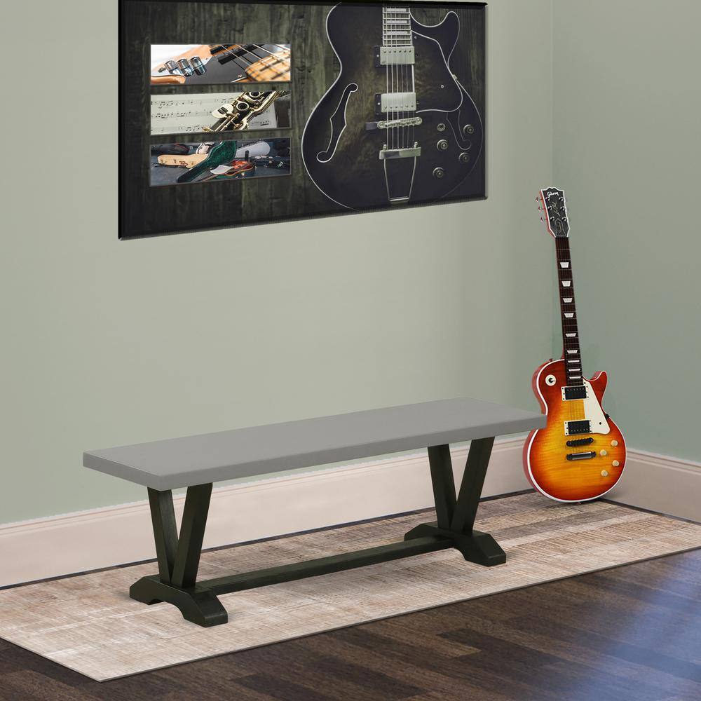 Back. East West Furniture - East West Furniture V-Style Modern Kitchen Bench with Wood Seat - Brown.