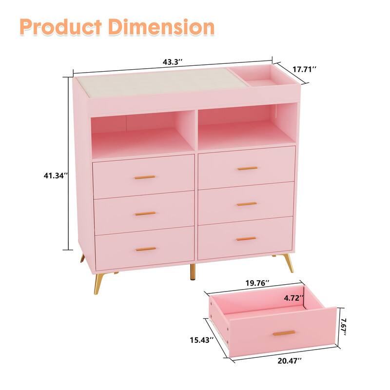 Product Dimension

- Width: 43.3"
- Depth: 17.71"
- Height: 41.34"
- Drawer Width: 19.76"
- Drawer Depth: 4.72"
- Drawer Height: 7.67"
- Drawer Front Depth: 15.43"
- Drawer Front Height: 20.47"