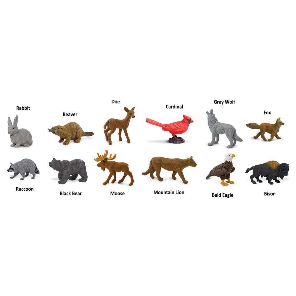 Rabbit  
Beaver  
Doe  
Cardinal  
Gray Wolf  
Fox  
Raccoon  
Black Bear  
Moose  
Mountain Lion  
Bald Eagle  
Bison