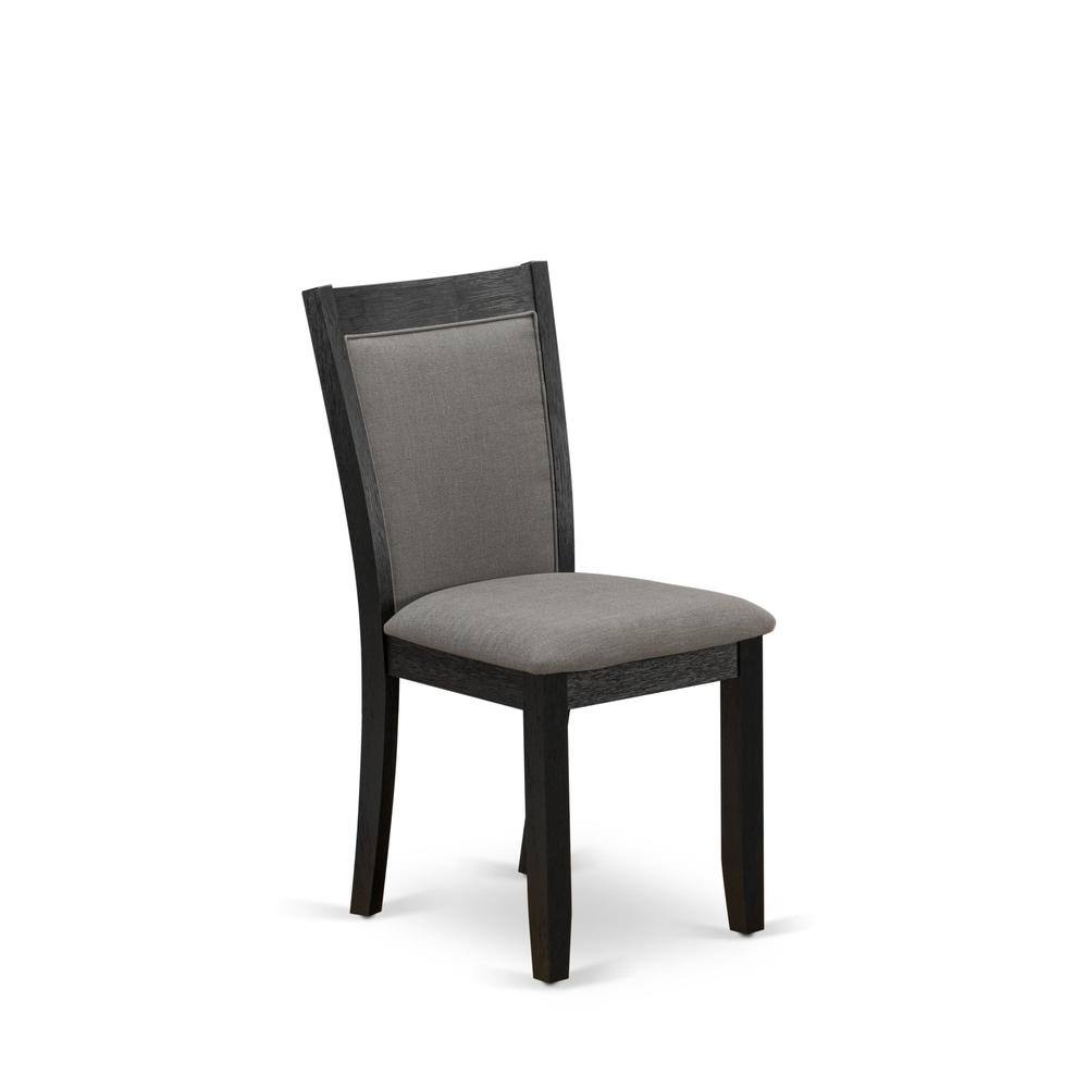 Angle. East West Furniture - MZC6T50 Modern Dining Chairs - Dark Gotham Grey Linen Fabric Seat and High Chair Back - Wire Brushed Black Finish (SET - Wire Brush Black.