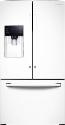 Samsung RF263BEAEWW - Refrigerator/freezer - french style with water dispenser, ice dispenser - freestanding - width: 35.7 in - depth: 35.6 in - height: 70 in - 24.6 cu. ft - white