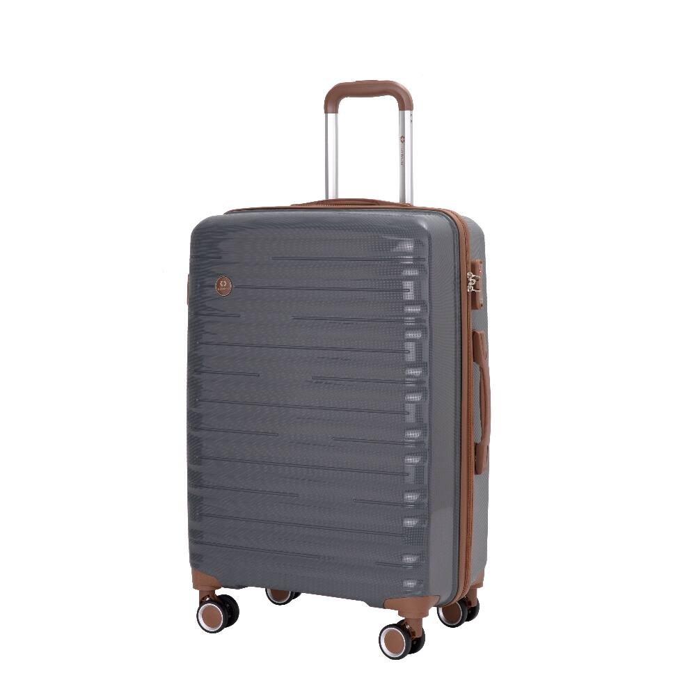Alt View 1. Ropilly - Ropilly 5 Piece Luggage Set Polypropylene Hardshell Suitcase with TSA Lock and Spinner Wheels Dark Grey - Dark Grey.
