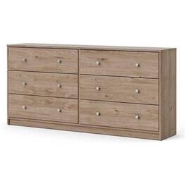 SlickBlue - 6 Drawer Double Dresser Finish for Bedroom Storage - Oak