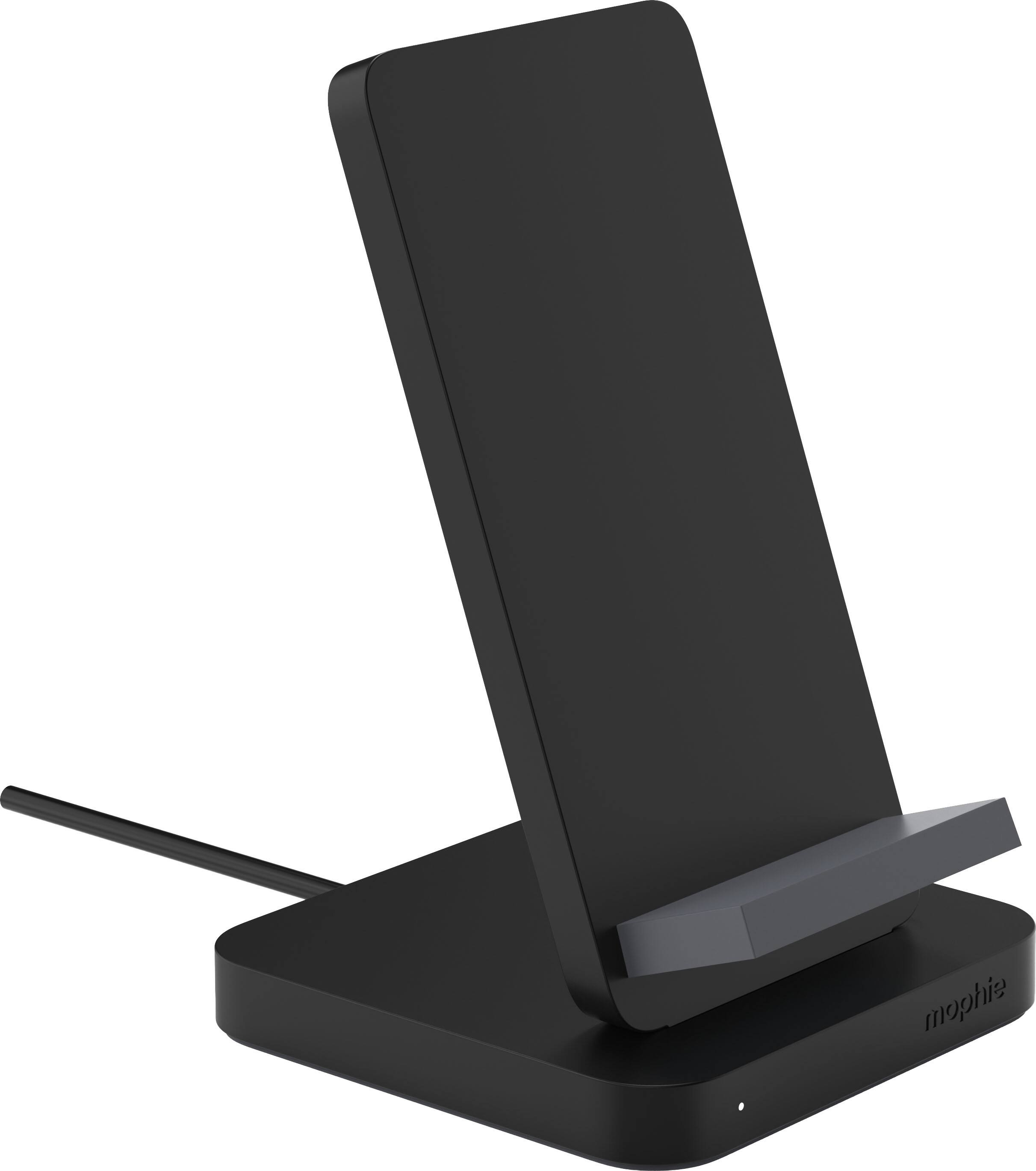 Angle. mophie - 15W Wireless Charging Stand for Qi-enabled Devices - Black.