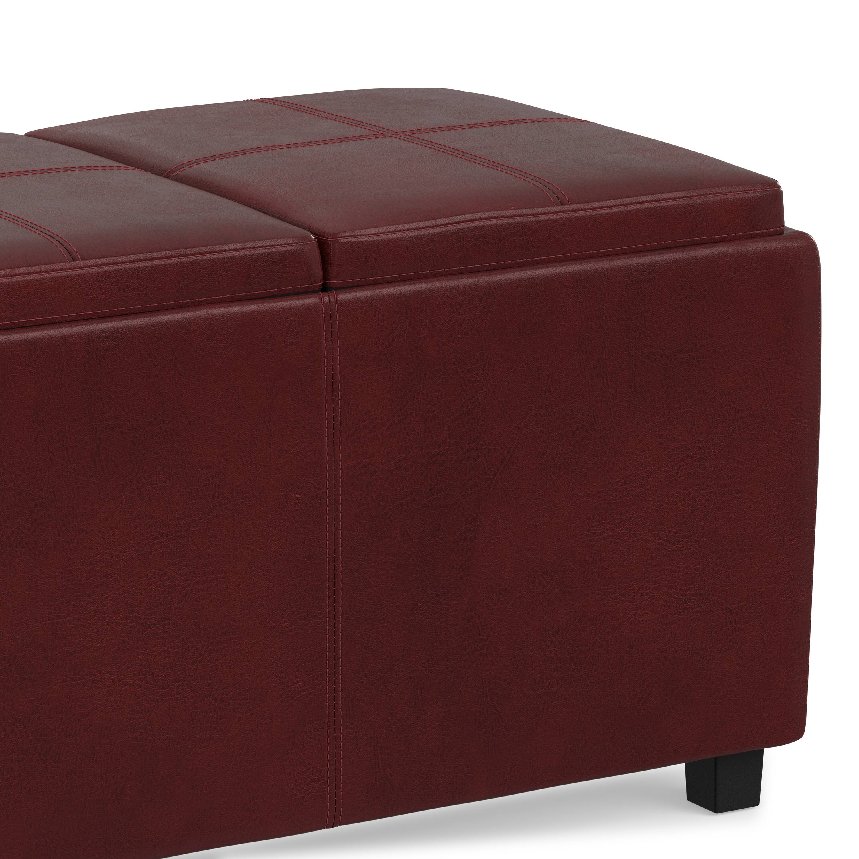 Alt View 8. Simpli Home - Avalon 42 inch Wide Storage Ottoman in Red Vegan Leather - Red.