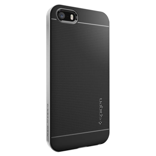 Spigen - Neo Hybrid Hard Shell for iPhone SE - Satin Silver - Larger Front