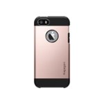 Front. Spigen - Tough Armor Back Cover for Apple iPhone 5, 5s and SE - Rose gold.