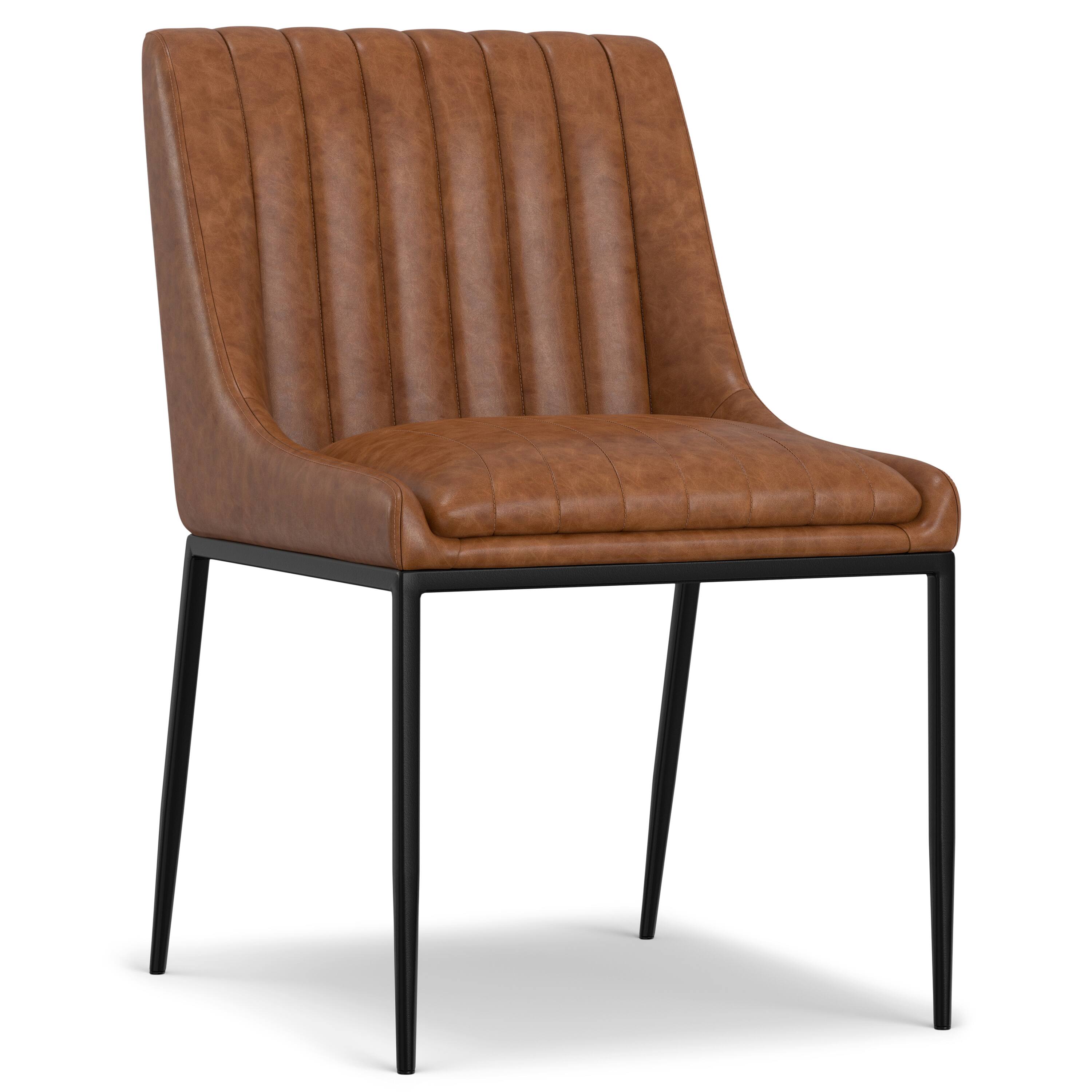 Alt View 2. Simpli Home - Melody Dining Chair (Set of 2) in Distressed Tan Vegan Faux Leather - Distressed Tan.