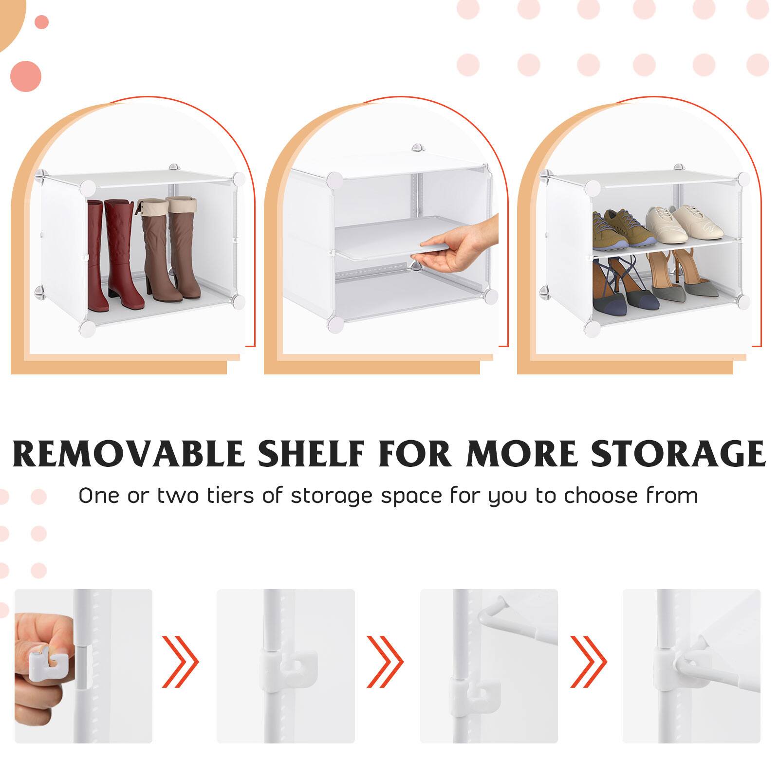 REMOVABLE SHELF FOR MORE STORAGE  
One or two tiers of storage space for you to choose from