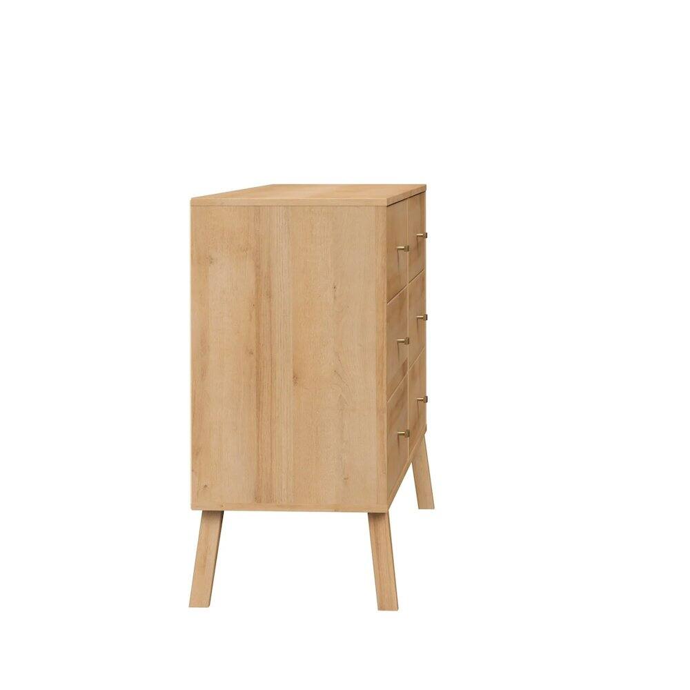 Back. Prepac - Milo 6-Drawer Wide Dresser Natural Oak Engineered Wood for Bedroom - Natural.