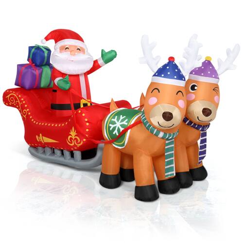 Front. Winado - 7 FT Christmas Santa Claus on Sleigh with Reindeer Yard Inflatable for Holiday Decorations - Multicolor.