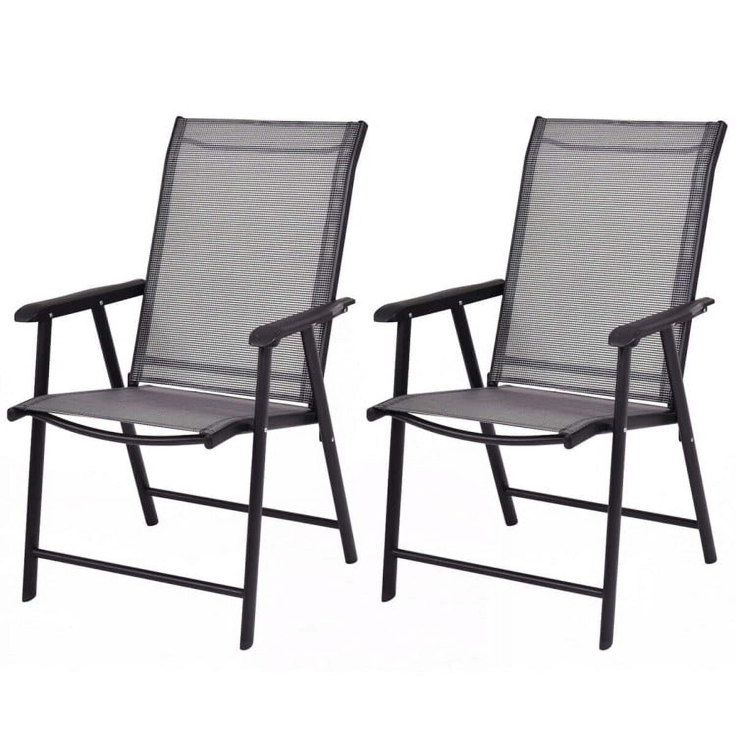 Pefilos - Set of 2 Outdoor Patio Folding Chairs- Outdoor Stackable Dining Chairs for All Weather, Breathable Garden Outdoor - Gray