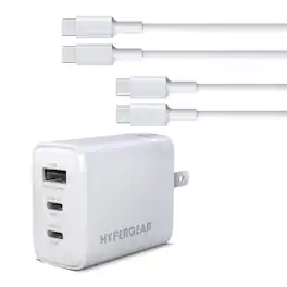 HyperGear - 45W USB-C PD PPS Tri-Port GaN Fast Wall Charger