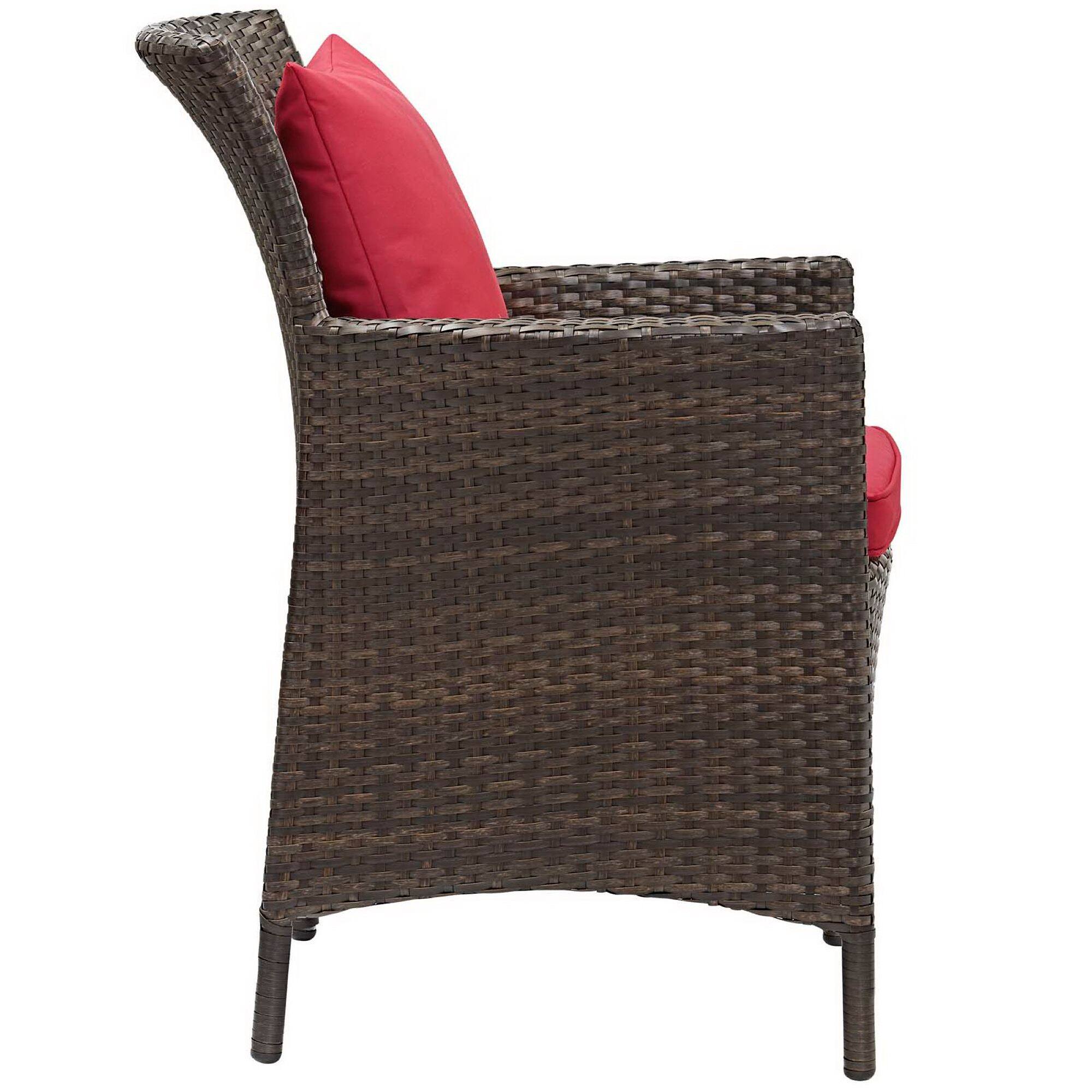 Angle. Modway - Conduit Outdoor Patio Wicker Rattan Dining Armchair by Modway - Brown Red.