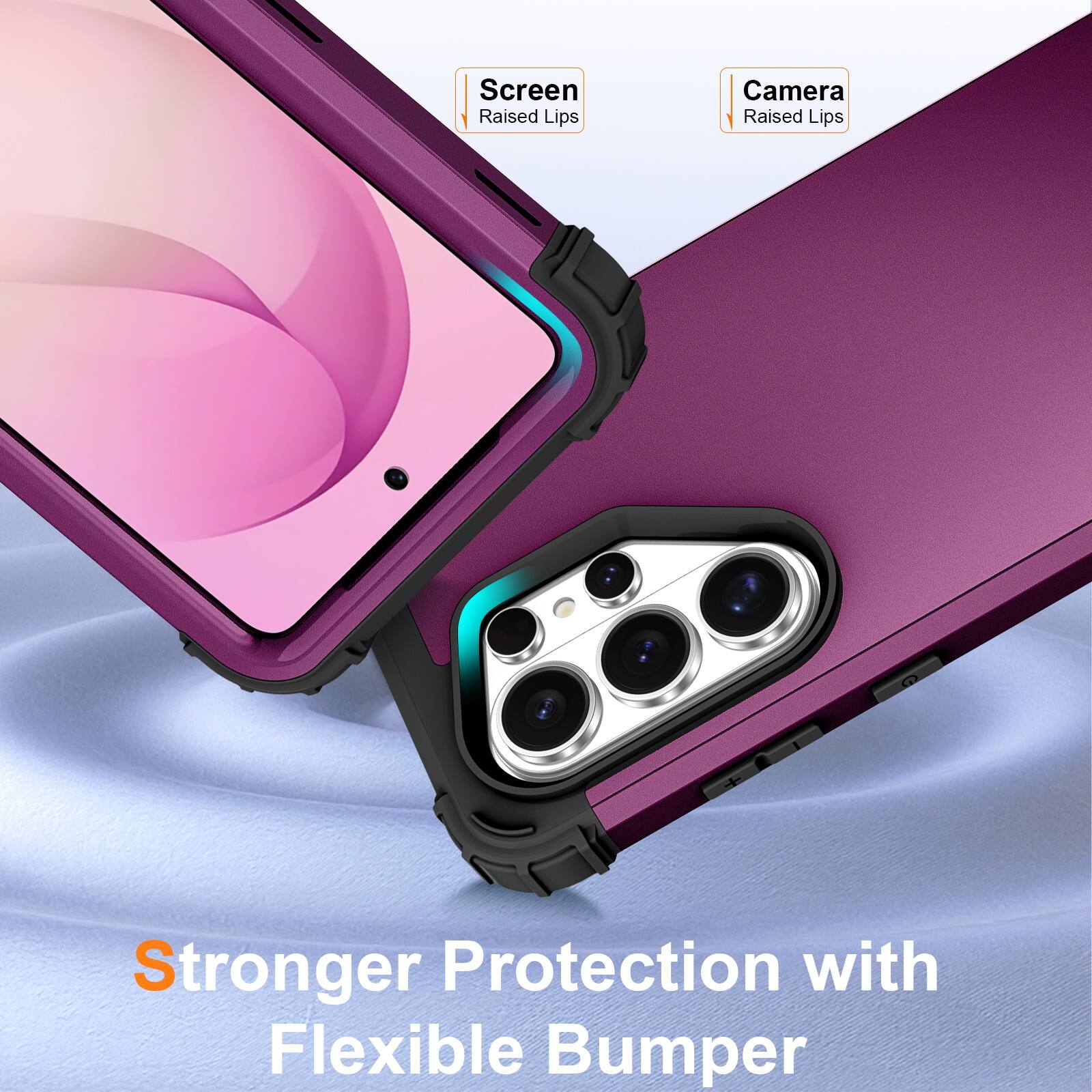 Screen Raised Lips  
Camera Raised Lips  
Stronger Protection with Flexible Bumper