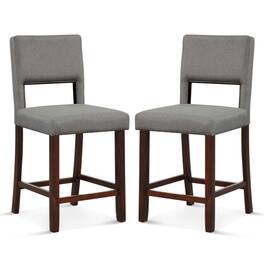 Kadyn - 2 Pc Bar Chair Set with Hollowed Back and Rubber Wood Legs- for Kitchen Island - Gray