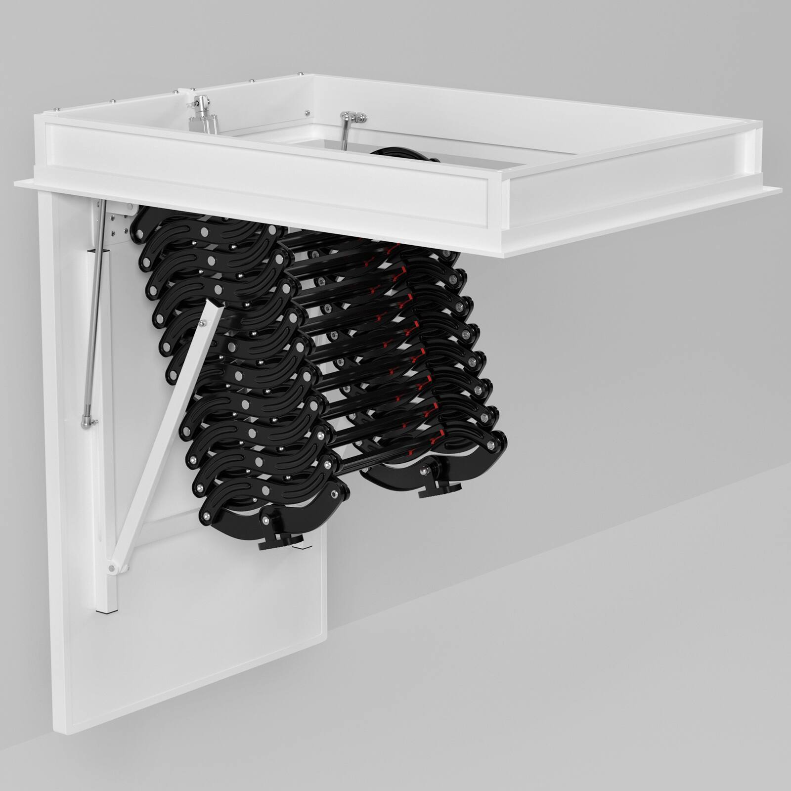 Alt View 4. Topteng - 11-Step Electric Attic Ladder - Automatic Folding, 660lb Capacity, Aluminum Alloy, for Loft & Roof Access - Black.